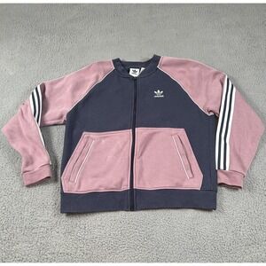 Adidas Originals Jacket Mens Small Blue Pink Full Zip 3-Stripes Trefoil Track